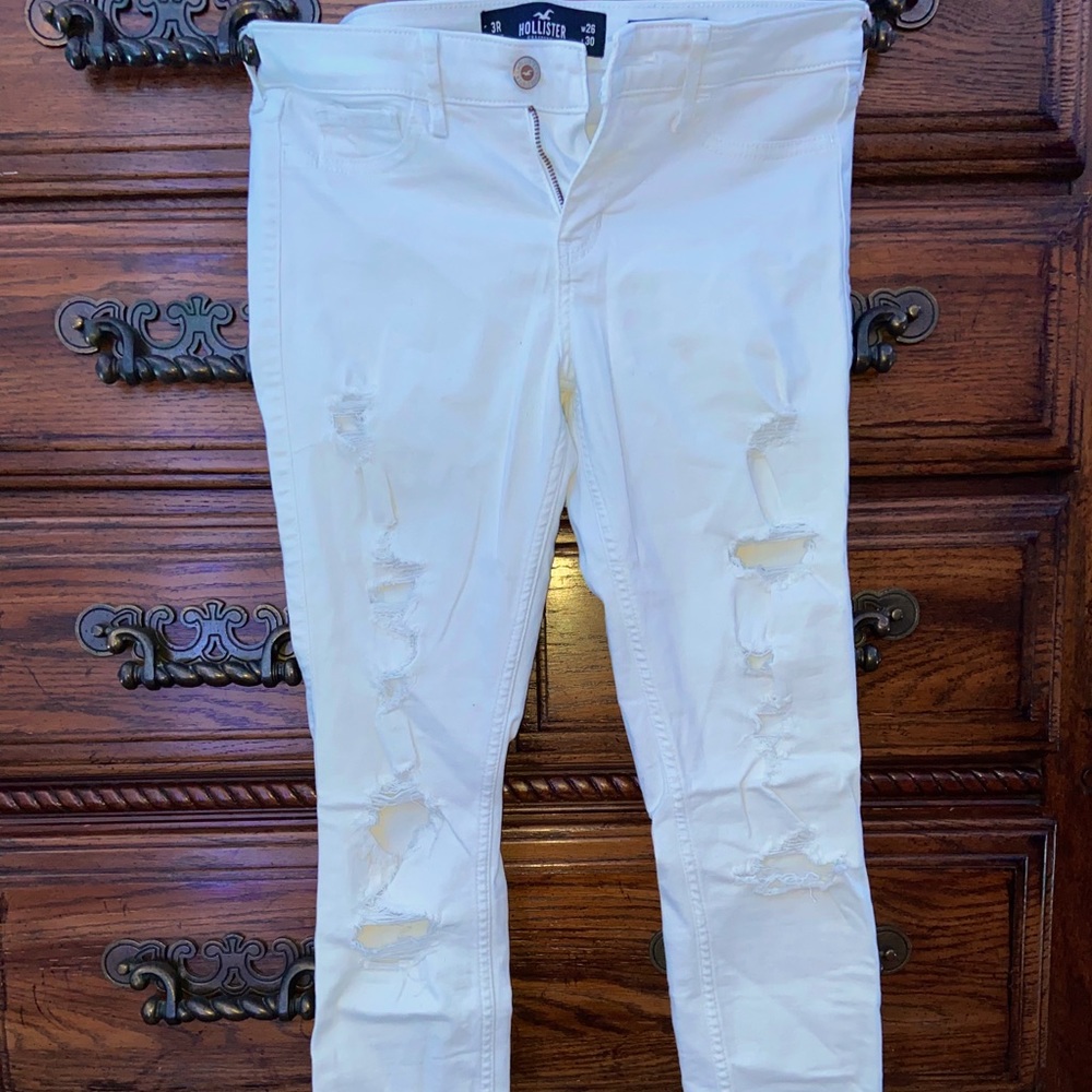 White ripped Hollister jeans